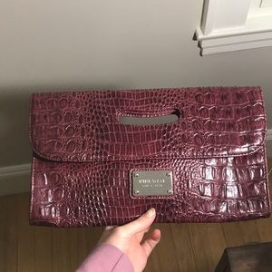 Maroon alligator skin clutch